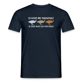 Humour pintades Noel agriculteur élevage animal - T-shirt homme - marine - Devant - AI Model Male 178 light (178cm)