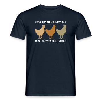 Cadeau agriculteur éleveur de poules - T-shirt homme - marine - Devant - AI Model Male 178 light (178cm)