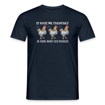 Cadeau agriculteur éleveur de poules - T-shirt homme - marine - Devant - AI Model Male 178 light (178cm)