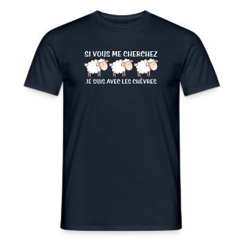 Cadeau agriculteur éleveur de chèvres - T-shirt homme - marine - Devant - AI Model Male 178 light (178cm)