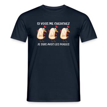 Cadeau agriculteur éleveur de poules - T-shirt homme - marine - Devant - AI Model Male 178 light (178cm)