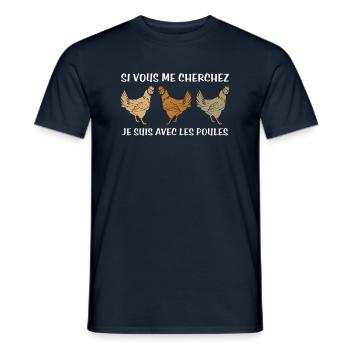 Cadeau agriculteur éleveur de poules - T-shirt homme - marine - Devant - AI Model Male 178 light (178cm)