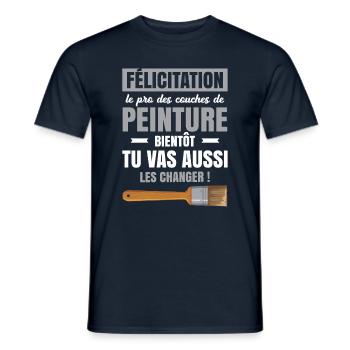 Annonce Grossesse Papa Peintre Bâtiment Humour - T-shirt homme - marine - Devant - AI Model Male 178 light (178cm)