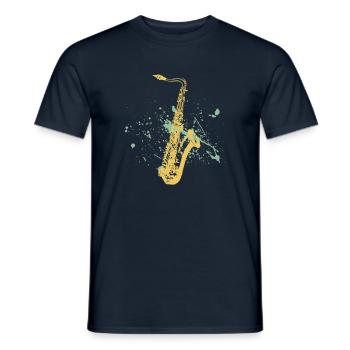 Saxophone Saxofon Jazzmusik Geschenk Gift - Männer T-Shirt - Navy - Vorne - AI Model Male 178 light (178cm)
