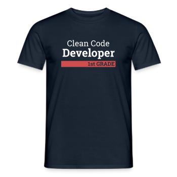 « Clean Code Developer second grade » | Programmer - T-shirt homme - marine - Devant - AI Model Male 178 light (178cm)