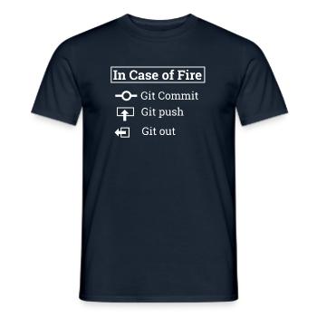 "In Case of Fire" | Git - Men's T-Shirt - navy - Front - AI Model Male 178 light (178cm)