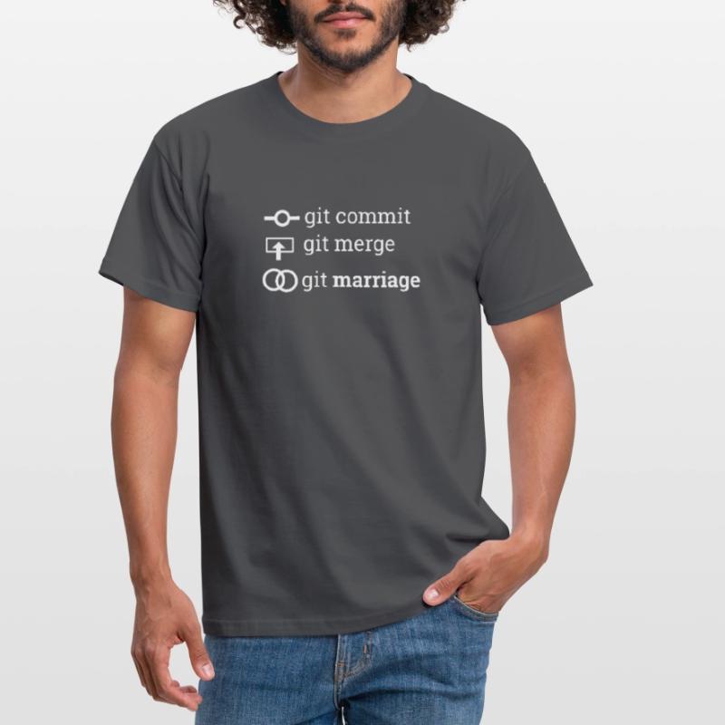 "git commit git merge git marriage" | Programmer Männer T-Shirt