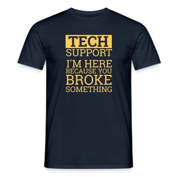 "Tech Support" | Help desk - Men's T-Shirt - navy - Front - AI Model Male 178 light (178cm)