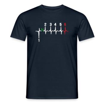 Motorrad 6 Gänge Gangschaltung Speed Adrenalin EKG - Männer T-Shirt - Navy - Vorne - AI Model Male 178 light (178cm)