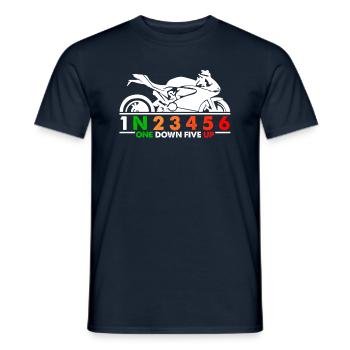 1N23456 motorcycle speed adrenaline tempo saying fun - Men's T-Shirt - navy - Front - AI Model Male 178 light (178cm)