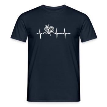 Knitting, crochet, wool, yarn, chopsticks, seamstress - Men's T-Shirt - navy - Front - AI Model Male 178 light (178cm)