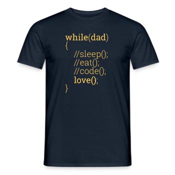 "While dad" | Father, programmer - Men's T-Shirt - navy - Front - AI Model Male 178 light (178cm)