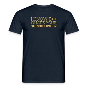 "I Know C++" | Superpower, Programmierer - Männer T-Shirt - Navy - Vorne - AI Model Male 178 light (178cm)