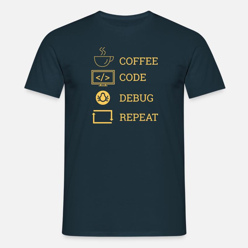 "Coffee Code Debug Repeat" | Programmierer - Männer T-Shirt - Navy