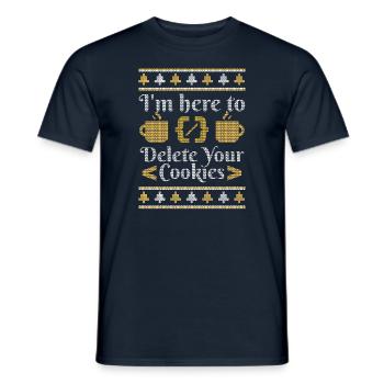 « I’m here to delete your cookies » | Noël - T-shirt homme - marine - Devant - AI Model Male 178 light (178cm)
