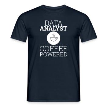« Data Analyst Coffee Powered » | Data Scientist - T-shirt homme - marine - Devant - AI Model Male 178 light (178cm)