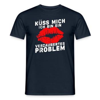 Küss mich! Problem Karneval Kölle Spaß Party Fun - Männer T-Shirt - Navy - Vorne - AI Model Male 178 light (178cm)