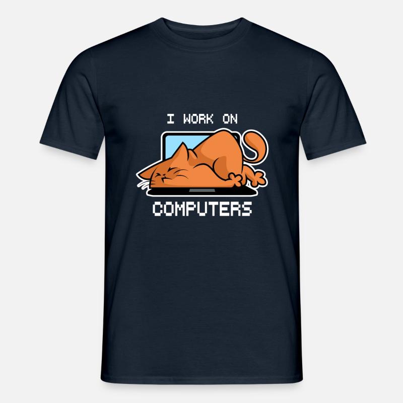Katzen Computer - Männer T-Shirt - Navy