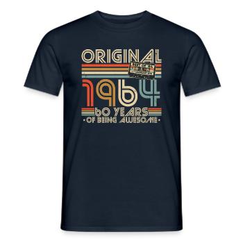 60e anniversaire 60 ans Né en 1964 - T-shirt homme - marine - Devant - AI Model Male 178 light (178cm)