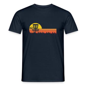 Sunset Frisbee Vintage Disc Golf Ultimate - T-shirt homme - marine - Devant - AI Model Male 178 light (178cm)