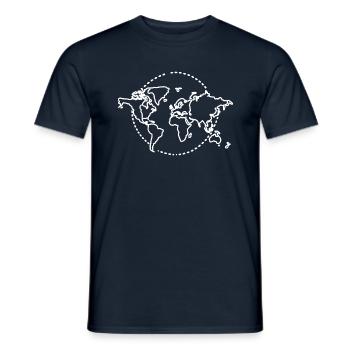 De Schets van de Kaart van de wereld - Heren T-shirt - navy - Voor - AI Model Male 178 light (178cm)