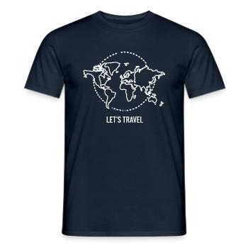 Weltkarte Let's Travel Weiß - Männer T-Shirt - Navy - Vorne - AI Model Male 178 light (178cm)