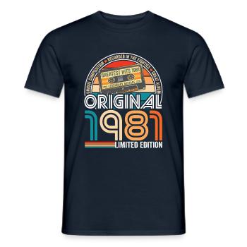 Geburtstag 1981 Retro Vintage Kassette Tape - Männer T-Shirt - Navy - Vorne - AI Model Male 178 light (178cm)