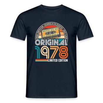 Birthday 1978 Mixtape cassette vintage 1978 - Men's T-Shirt - navy - Front - AI Model Male 178 light (178cm)