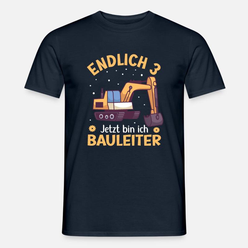 3. Geburtstag Junge Bagger Design Endlich 3 - Männer T-Shirt - Navy