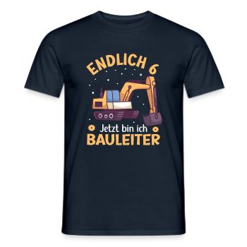 6. Geburtstag Junge Bagger Design Endlich 6 - Männer T-Shirt - Navy - Vorne - AI Model Male 178 light (178cm)