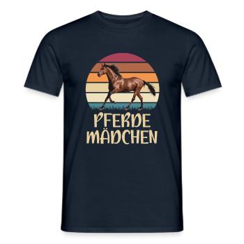 Pferde Mädchen Pferde Retro Design - Männer T-Shirt - Navy - Vorne - AI Model Male 178 light (178cm)
