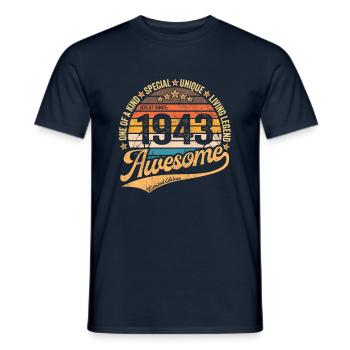 1943 Anniversaire Retro Vintage né en 1943 - T-shirt homme - marine - Devant - AI Model Male 178 light (178cm)