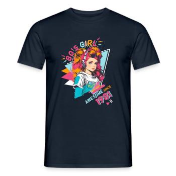 80s Born 1981 Birthday Design Women - Men's T-Shirt - navy - Front - AI Model Male 178 light (178cm)
