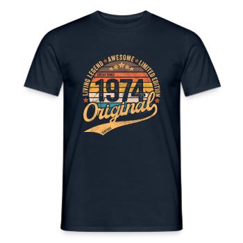 Anniversaire rétro Vintage Design - Original 1974 - T-shirt homme - marine - Devant - AI Model Male 178 light (178cm)