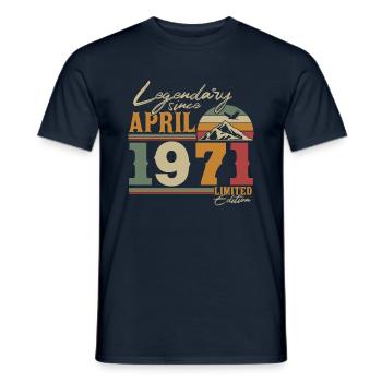 Millésime avril 1971 Rétro Vintage anniversaire - T-shirt homme - marine - Devant - AI Model Male 178 light (178cm)