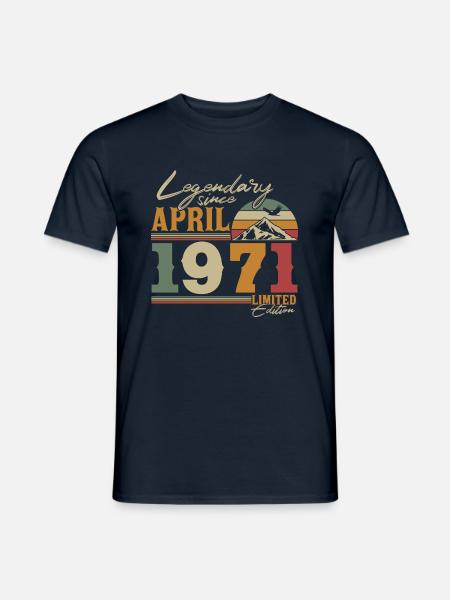 Jahrgang April 1971 Retro Vintage Geburtstag - Männer T-Shirt - Navy