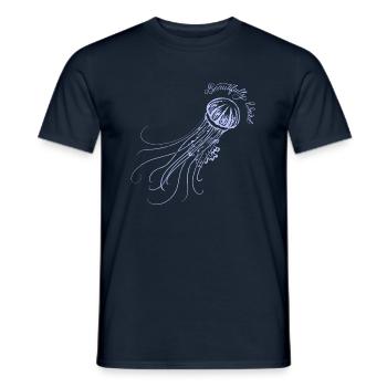Méduse en filigrane avec lettrage Beautifully Weird - T-shirt homme - marine - Devant - AI Model Male 178 light (178cm)
