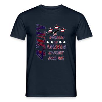 July 4th. Independence Day. Only here. - Men's T-Shirt - navy - Front - AI Model Male 178 light (178cm)