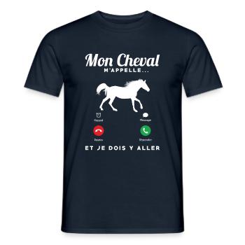 Mon cheval m'appelle et je dois y aller téléphone - T-shirt homme - marine - Devant - AI Model Male 178 light (178cm)