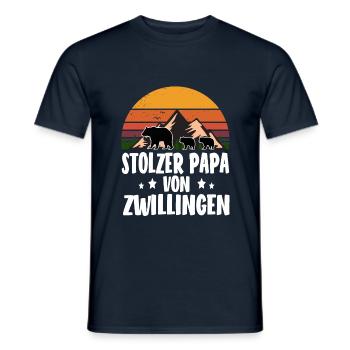 Zwillinge Papa Zwillingspapa - Männer T-Shirt - Navy - Vorne - AI Model Male 178 light (178cm)