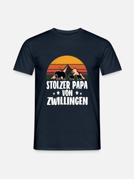 Zwillinge Papa Zwillingspapa - Männer T-Shirt - Navy