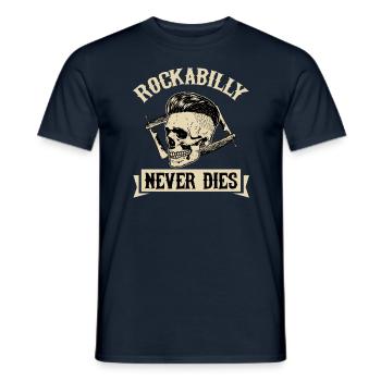 Rockabilly ne meurt jamais - T-shirt homme - marine - Devant - AI Model Male 178 light (178cm)
