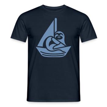 Minimalist Sailboat Sloth Summer - Men's T-Shirt - navy - Front - AI Model Male 178 light (178cm)