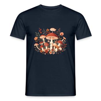 CottageCore mushroom design with different mushrooms - Men's T-Shirt - navy - Front - AI Model Male 178 light (178cm)
