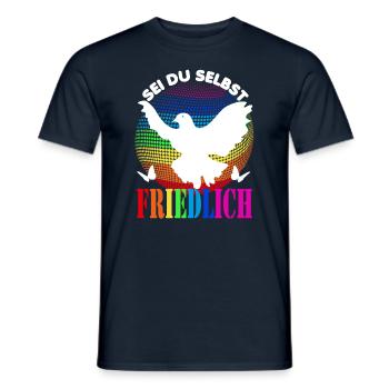 Frieden- Pace - Peace - Sei du selbst - friedlich - Männer T-Shirt - Navy - Vorne - AI Model Male 178 light (178cm)