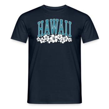 HAWAII - Hibiskus - Surfer - Sommer - Männer T-Shirt - Navy - Vorne - AI Model Male 178 light (178cm)