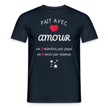 Fait avec Amour - T-shirt homme - marine - Devant - AI Model Male 178 light (178cm)