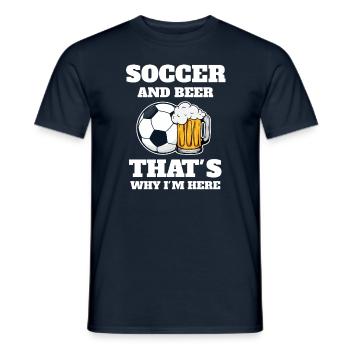 Funny football and beer that's why I'm here - Men's T-Shirt - navy - Front - AI Model Male 178 light (178cm)
