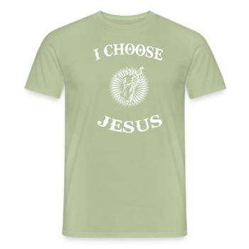 Jesus Christianity Messiah Savior God Saying - Men's T-Shirt - sage - Front - AI Model Male 178 light (178cm)
