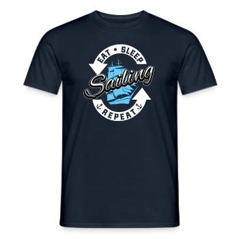 Segler Segelboot Eat Sleep Segeln Repeat - Männer T-Shirt - Navy - Vorne - AI Model Male 178 light (178cm)